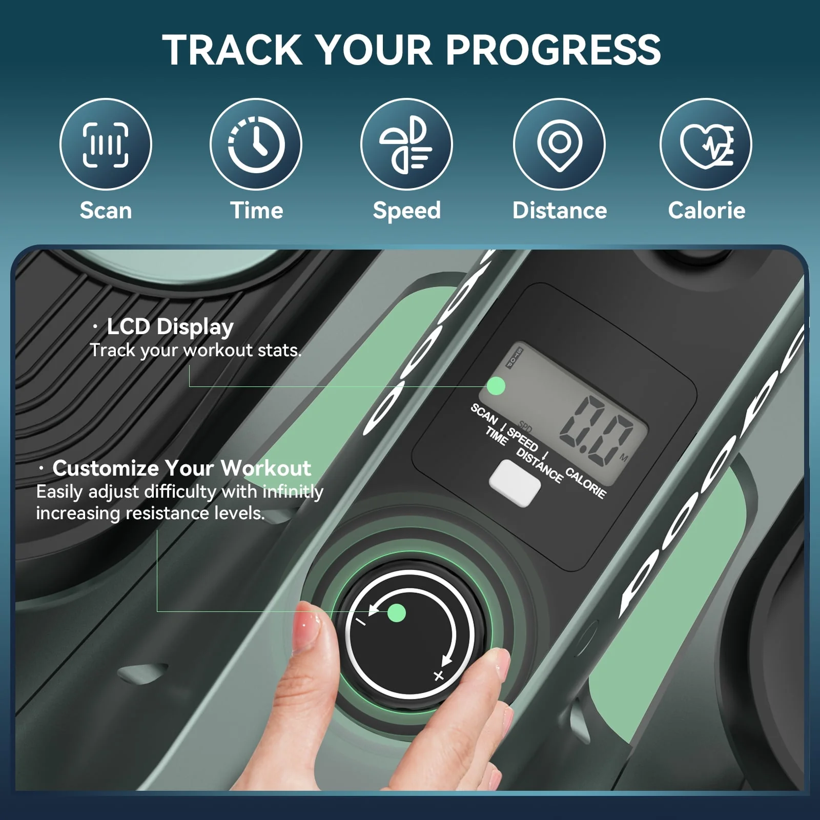 Pooboo Professional Under Desk Magnetic Elliptical Machine with Foot Massage Fully Assembled Quiet Seated Adjustable Resistance Foot Pedal Exerciser