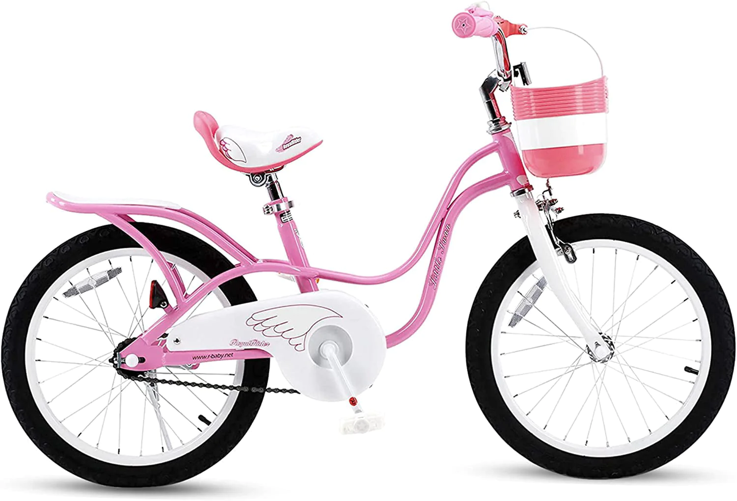 Royalbaby Little Swan Pink 18 In. Girl's Bicycle with Basket and Kickstand