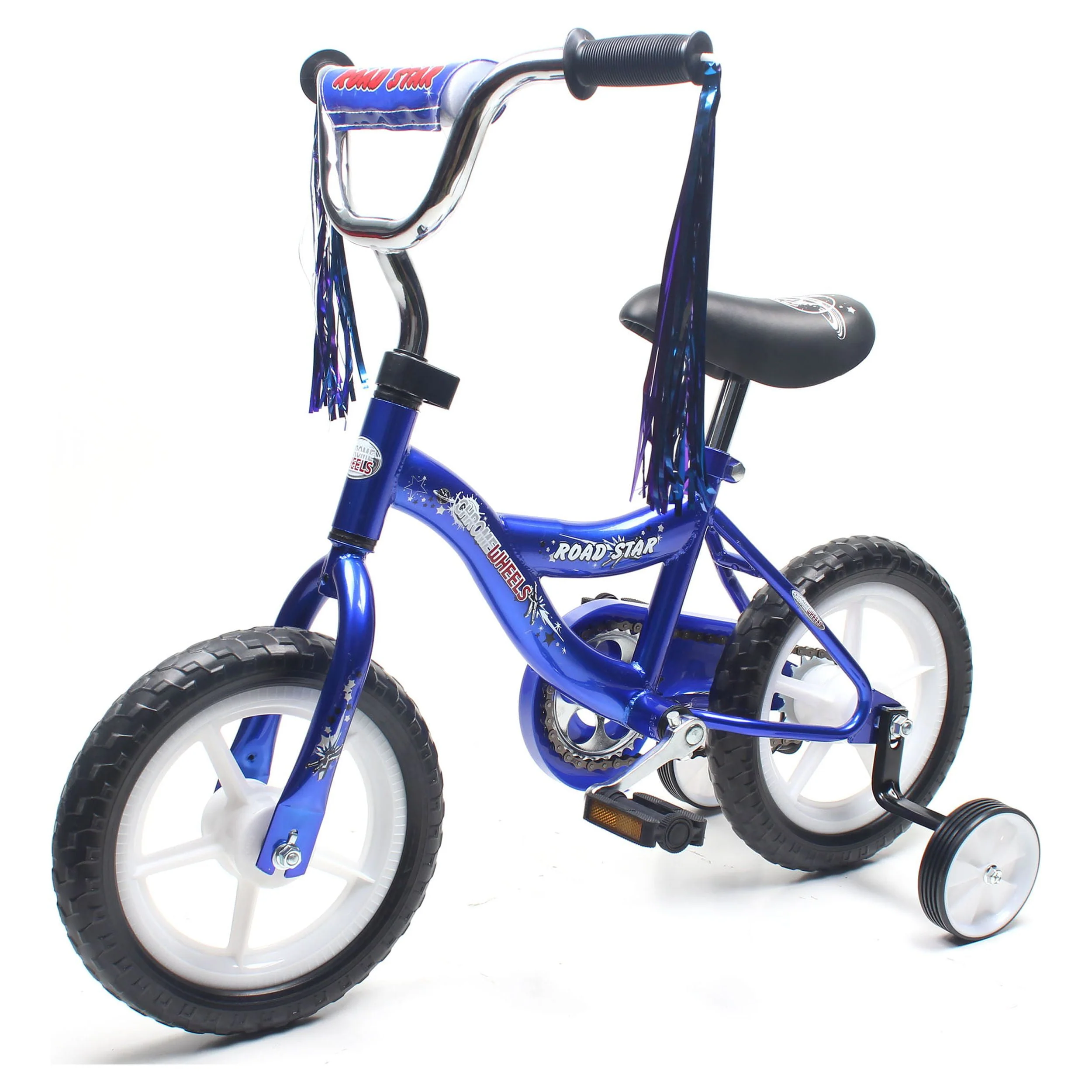 ChromeWheels BMX 12 In. Kid's Bike for 2-4 Years Old, Bicycle for Girls with Front Basket, EVA Tires with Training Wheels & Coaster Brake Blue