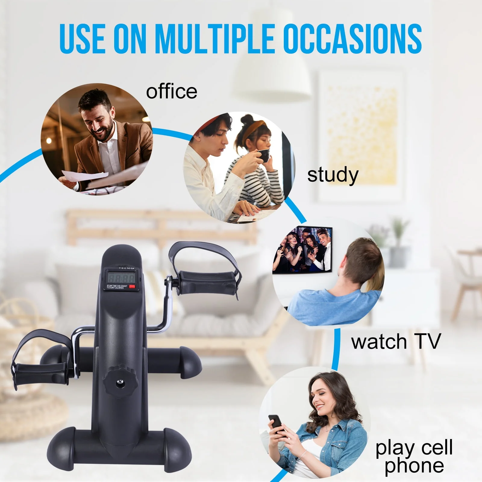 Mini Multi-Functional Stepper, Exercise Bike, Under Desk Pedal Exerciser, Mini Cycle Exercise Bike with Digital LCD Screen for Leg Arm and Knee in Home Office