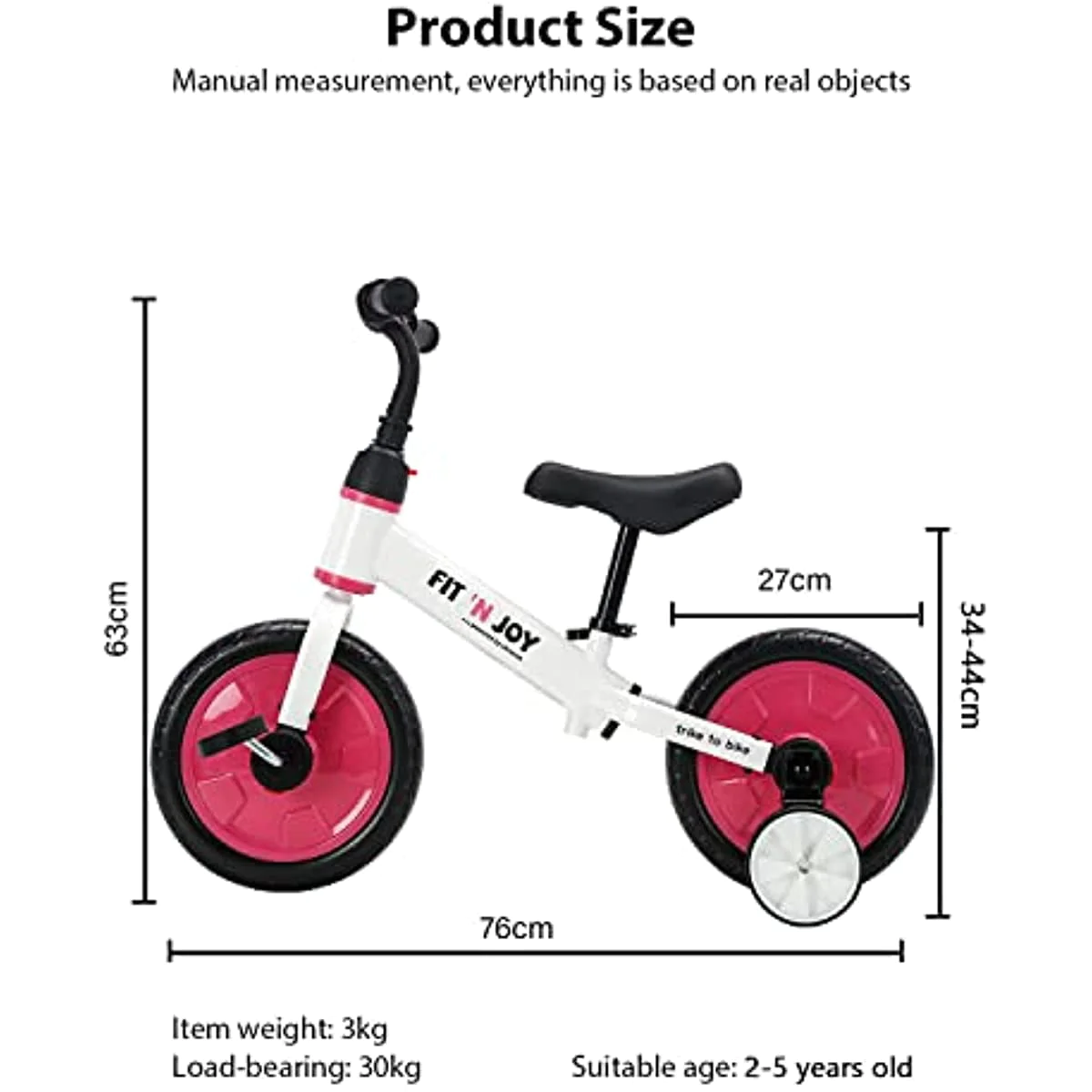 Ubravoo Fit 'n Joy Toddler Balance Bike,4-in-1 Starter Kids Training Bicycle,Rear Single Rod,Blue