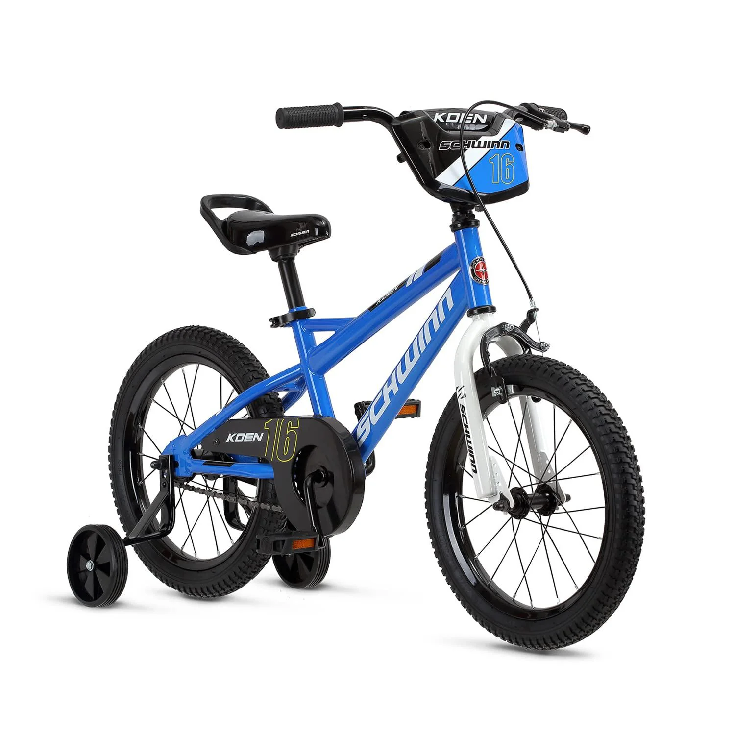 schwinn koen &a; elm toddler and kids bike, for girls and boys, 12-inch wheels, bmx style, with saddle handle, training wheels