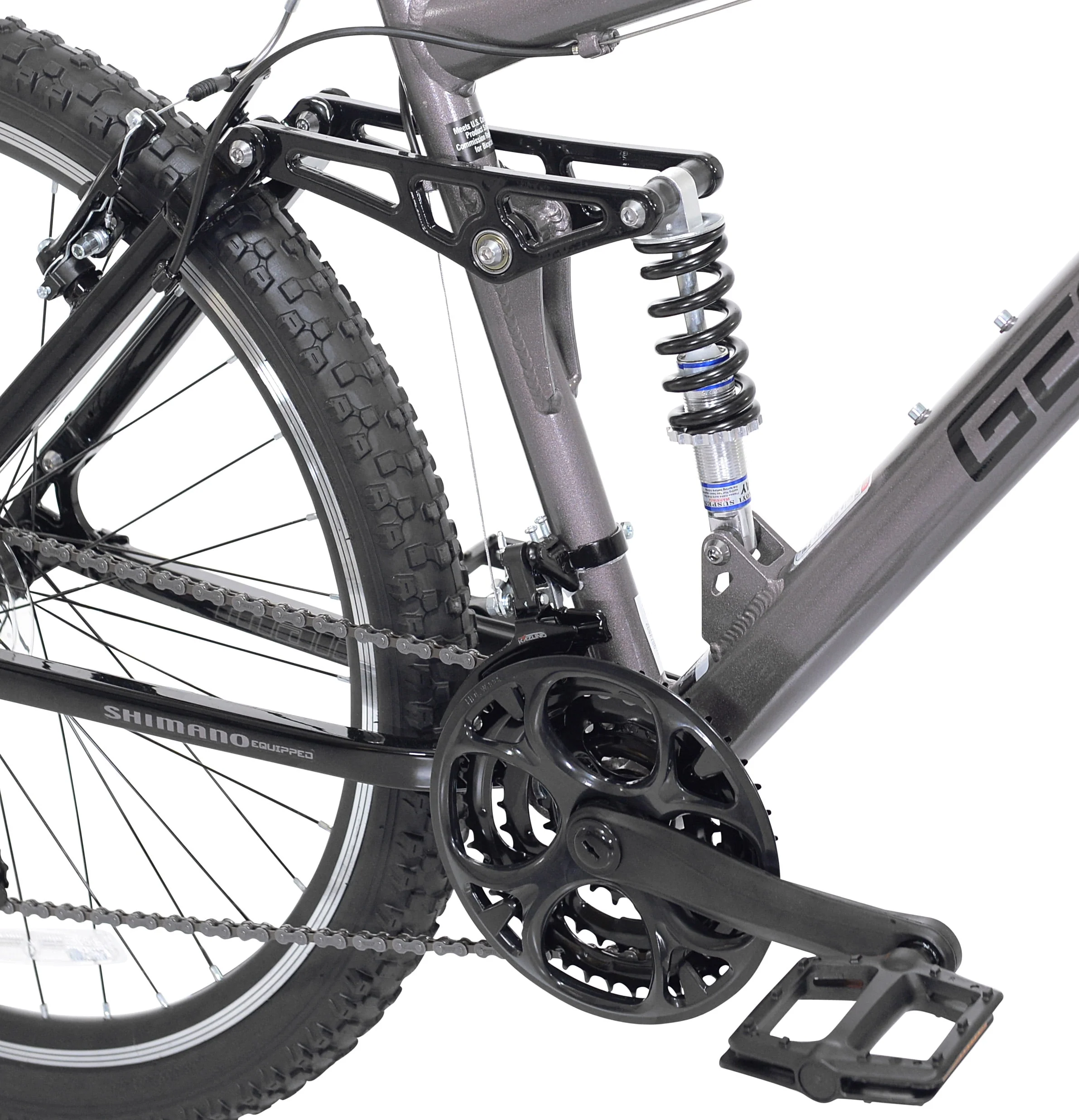 Genesis 26-inch Malice Men's Aluminum Full Suspension Mountain Bicycle, Metallic Gray