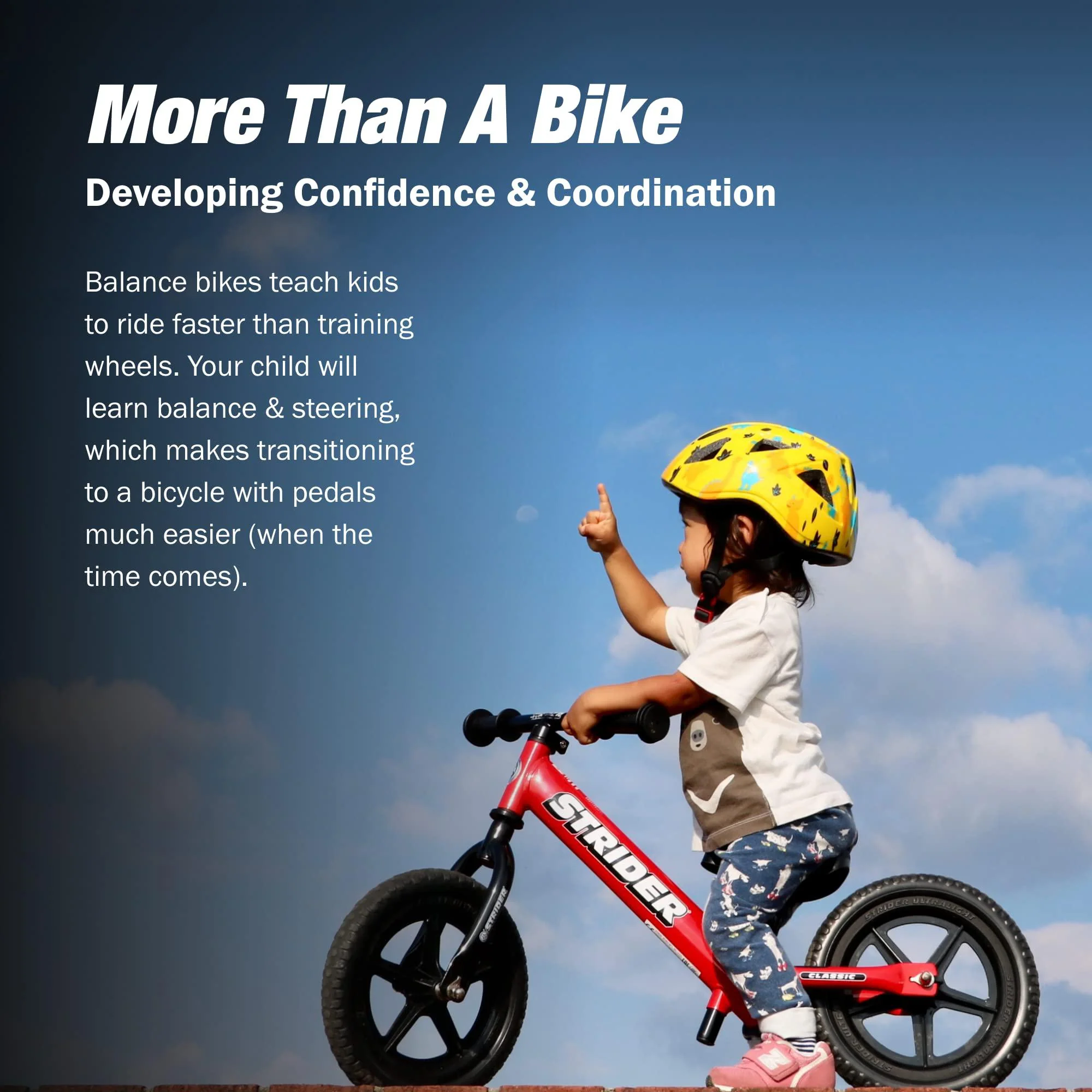 strider - 12 classic kids balance bike, no pedal training bicycle, lightweight frame, flat-free tires, for toddlers and child