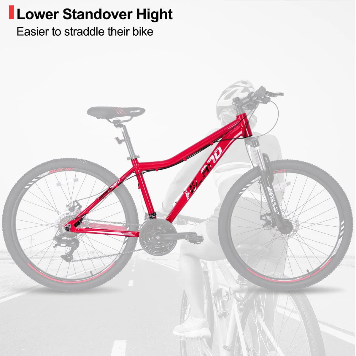 Hiland Mountain Bike for Woman, Shimano 21 Speed with Lock-Out Suspension Fork, 26 inch Wheels Mountain Bike for Women Womens Bike Mens Bicycle, Red