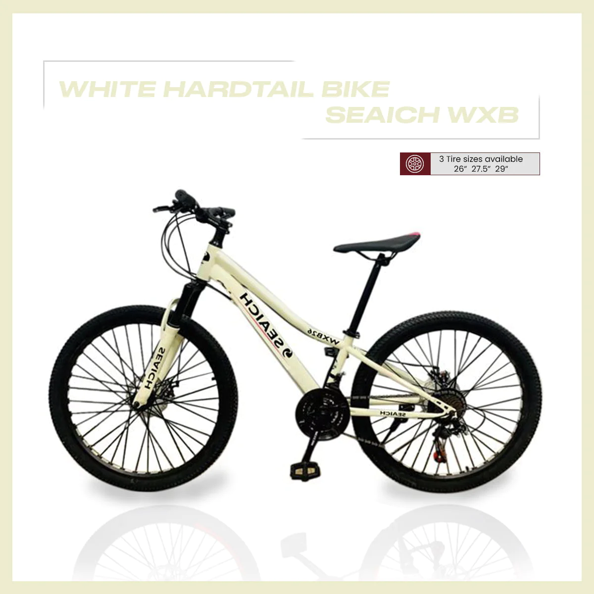 White Hardtail Bike SEAICH WXB 26