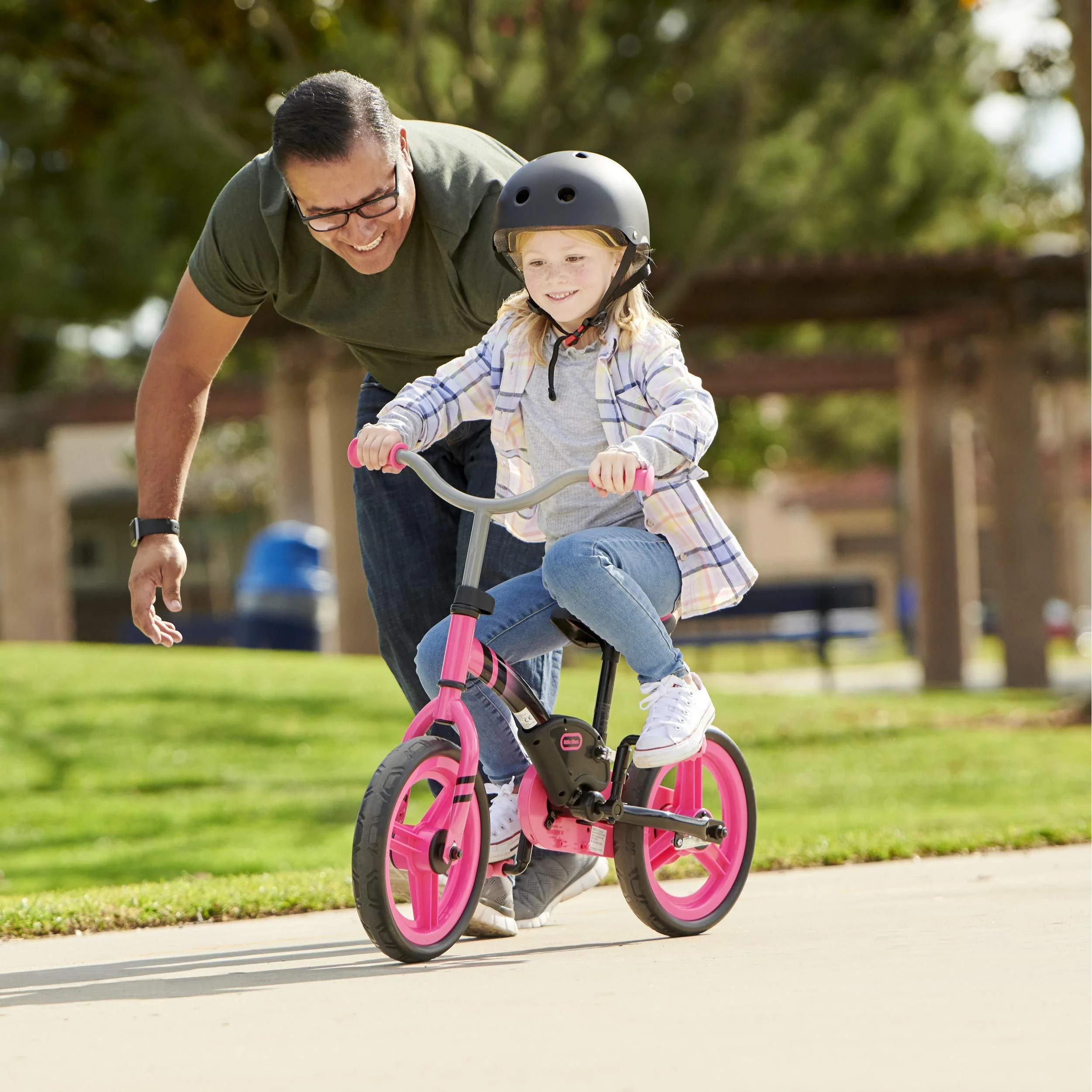 little tikes my first balance-to-pedal bike with fold in pedals, 2-in-1, pink, 2-5 years, 12-inch