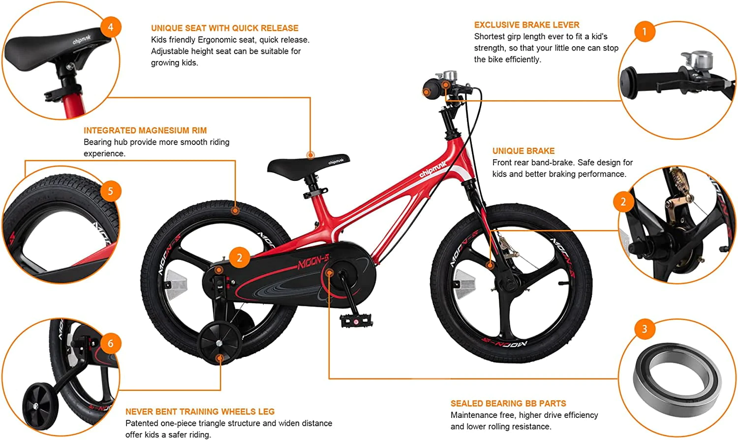 Royalbaby Moon5 18 Inch Kids Bike Red