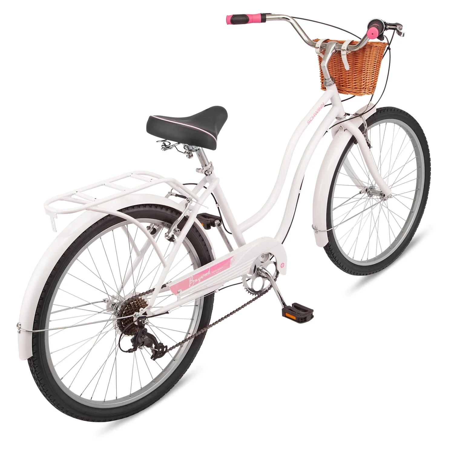 Schwinn Schwinn Baywood 7 Deluxe Cruiser Bike, 26-Inch Wheels, 7 Speed, White