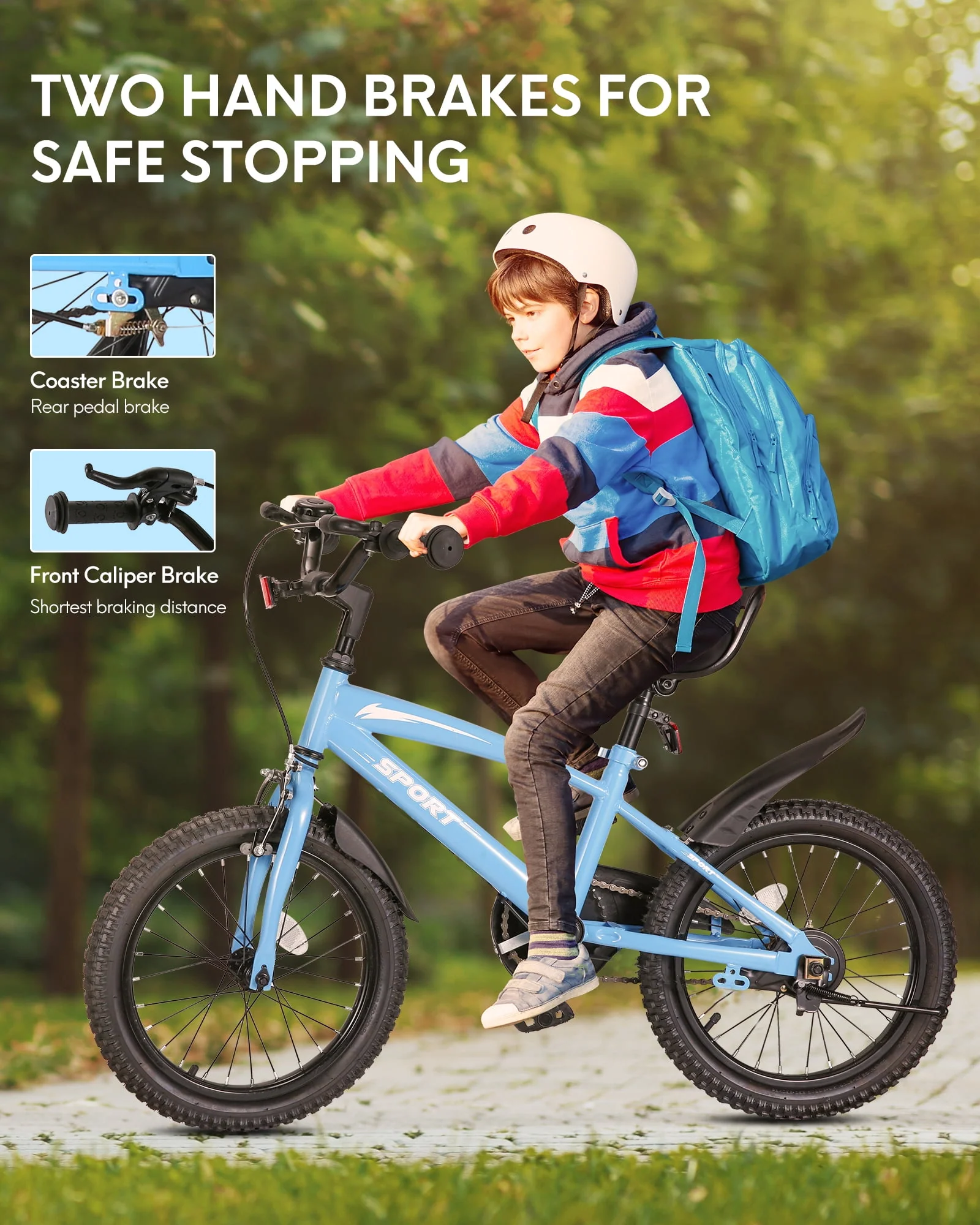 16 Inch Kids Bike Girls and Boys Blue Kid Bicycle for Age 4-8 Years Old with Kickstand & Training Wheels