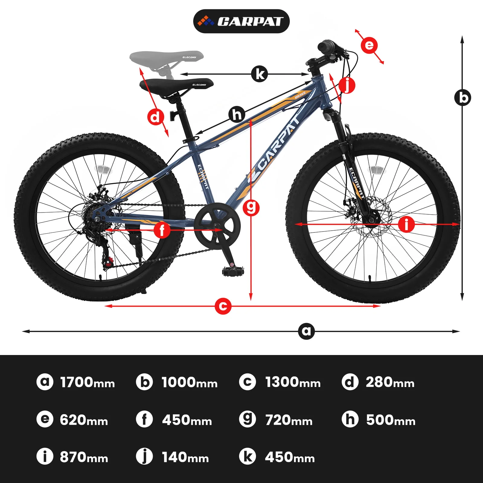 24 inch Mountain Bike with Fat Tires, Kids Bike with Disc Brakes & Suspension
