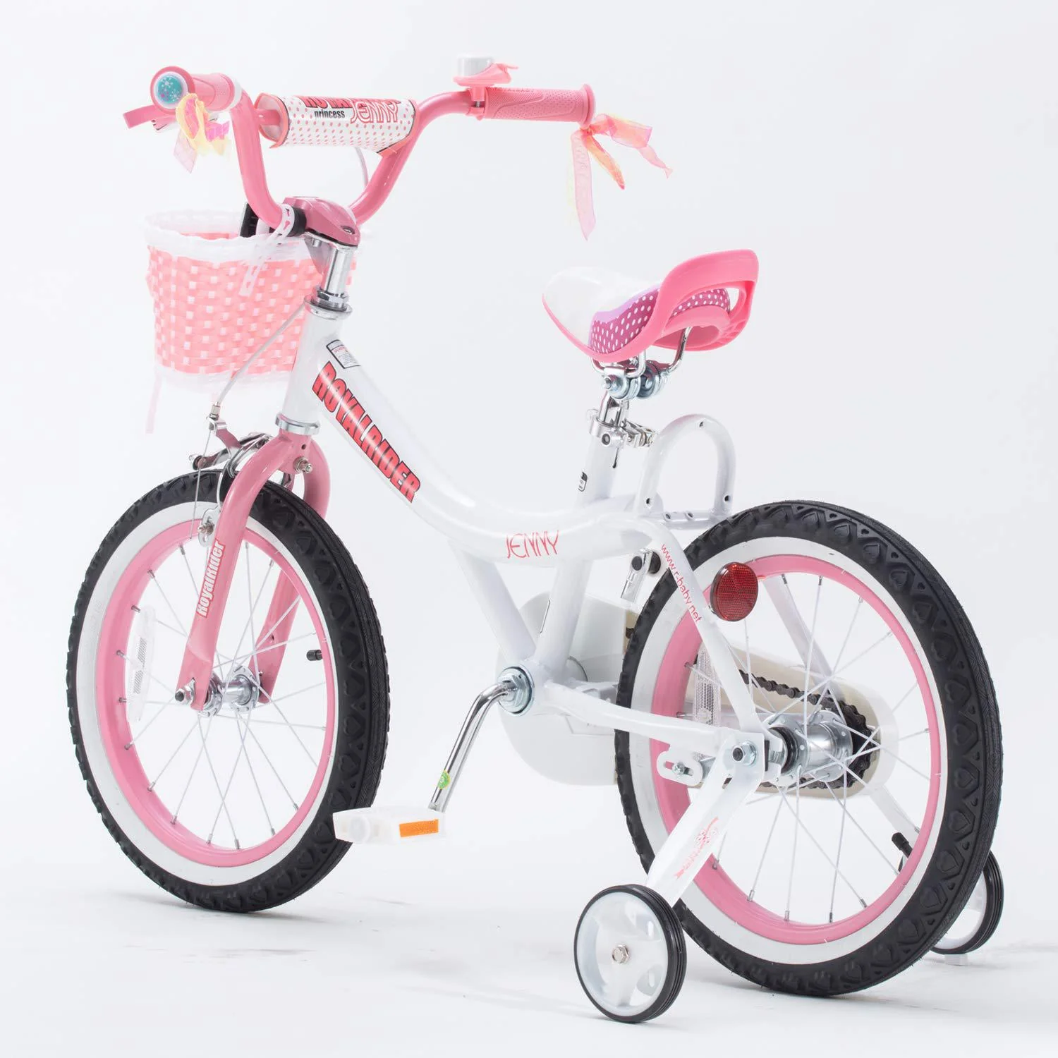 royalbaby kids girls bike bicycle with basket training wheels kickstand 16 inch jenny white
