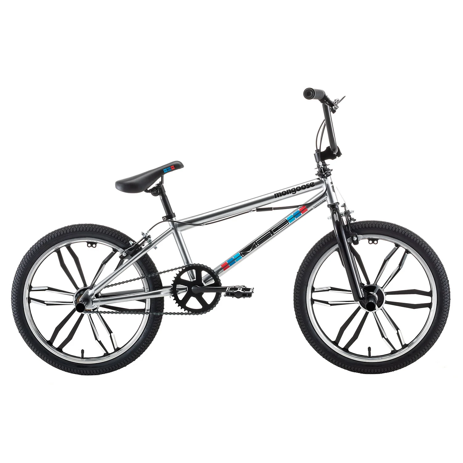 Mongoose Mongoose Grid Mag BMX Freestyle Bike, 20-Inch Wheels, Single Speed, Silver