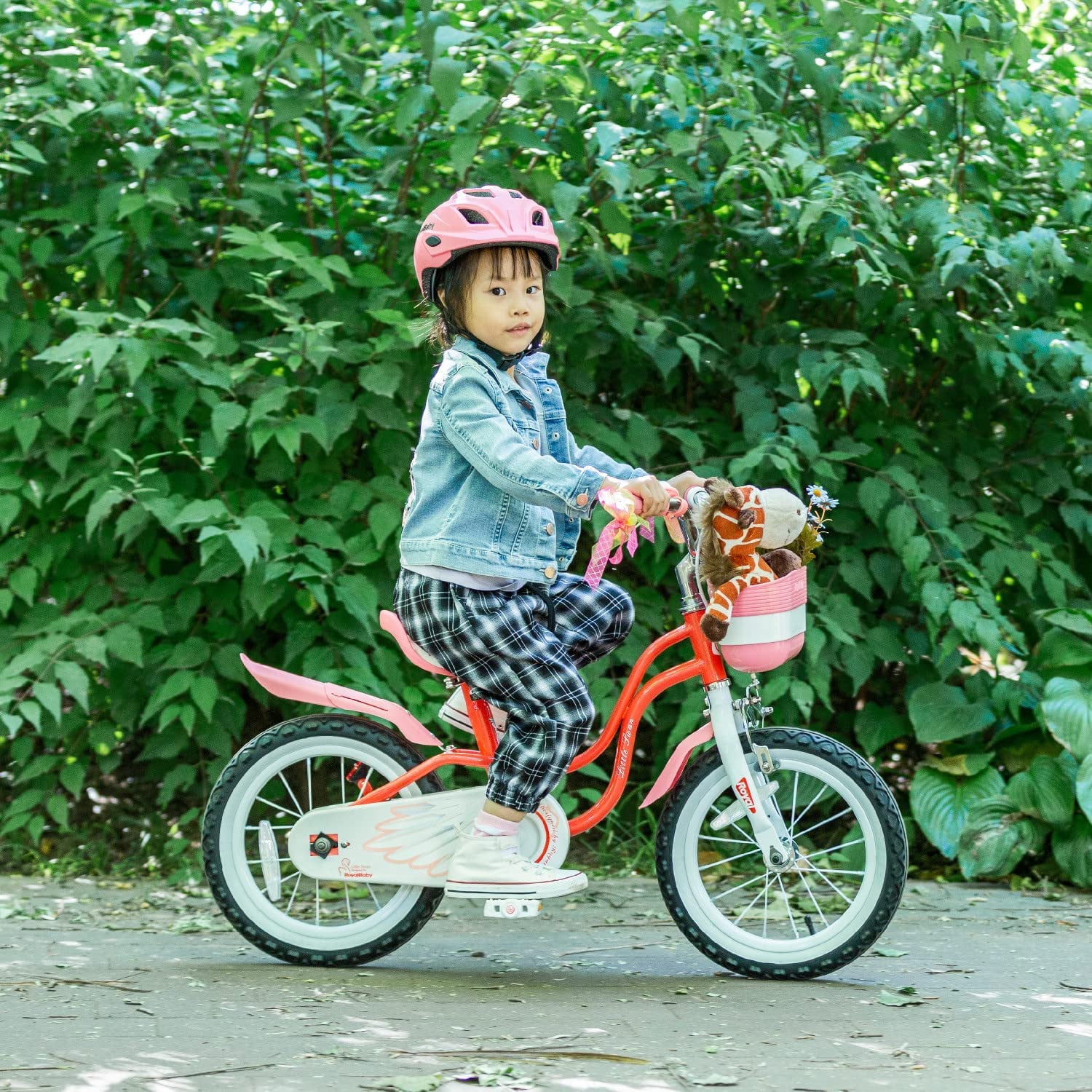 Royalbaby Little Swan Red 16 Girl's Bicycle with Training Wheels and Basket