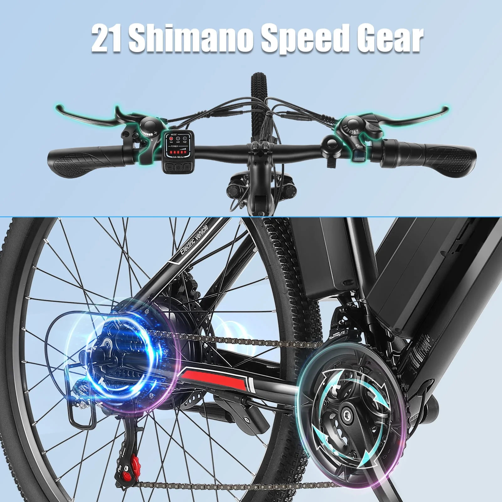 Elifine 500W Electric Bike for Adults, 26