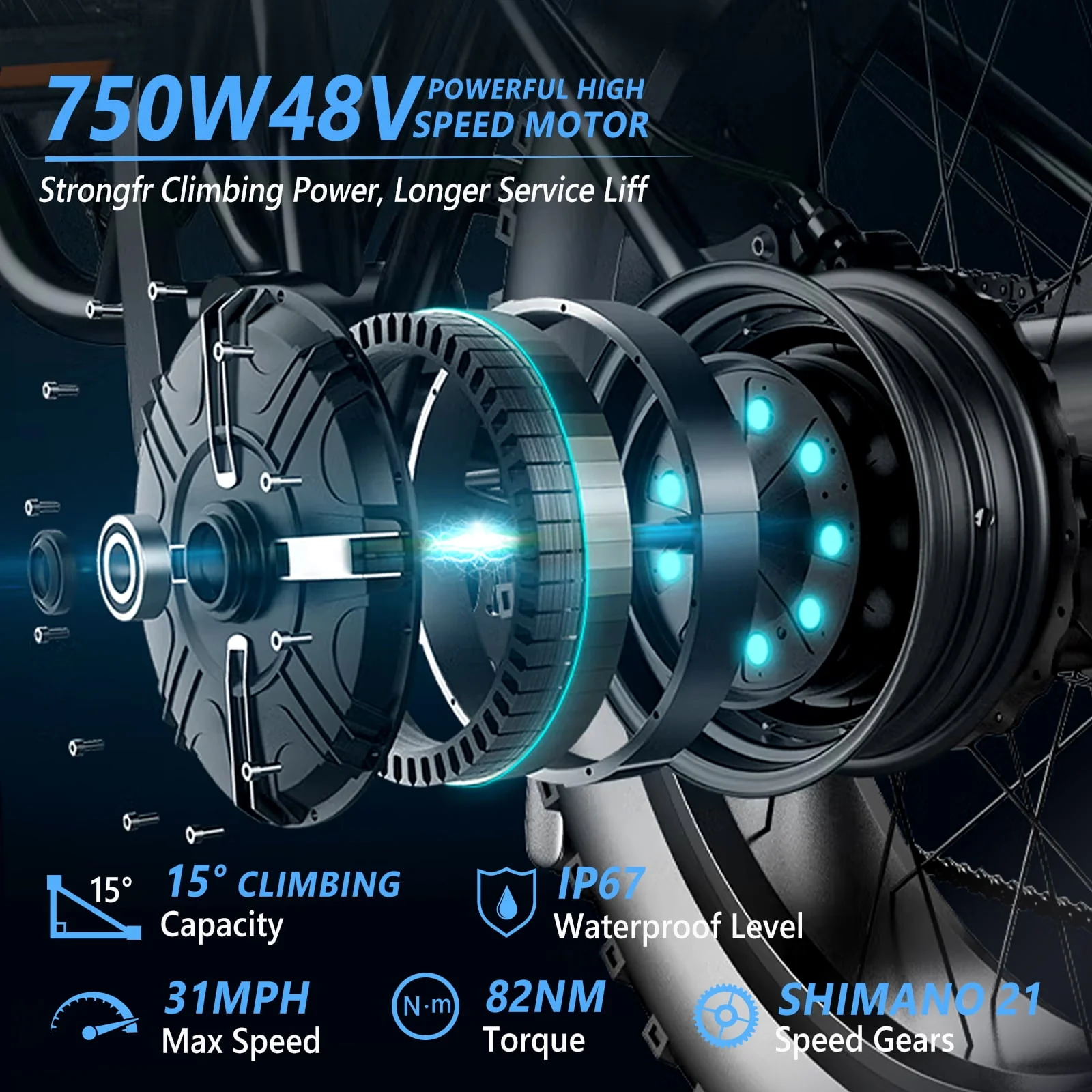 PEXMOR Electric Bike for Adults, 750W  48V 12AH Removable Battery 26