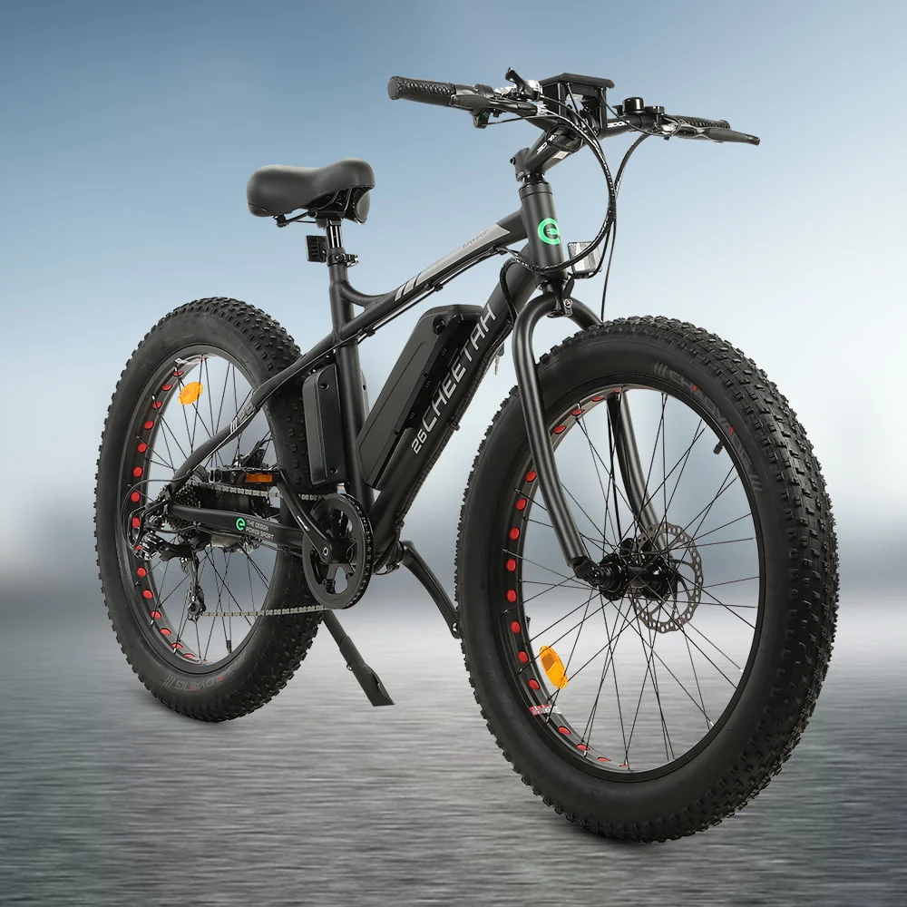 Ecotric 26 In. Electric Bicycle Fat Tire Wheel Snow Beach Mountain E-Riding Adult 36V 500 W Moped E bike
