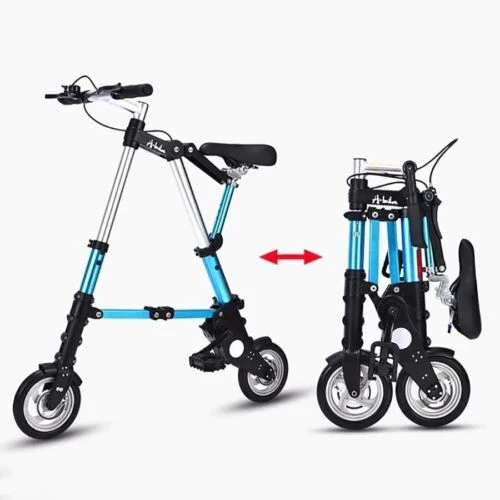 Folding Bike 8" Mini Aluminum Alloy Travel Lightweight Portable Foldable Bicycle