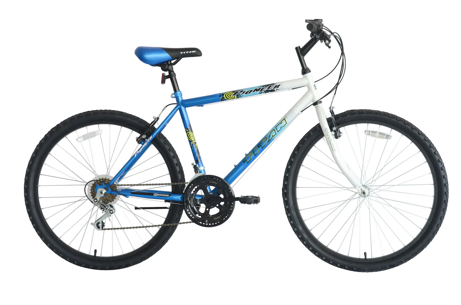 Titan Pioneer 18-Speed Steel Men's Mountain Bicycle, Blue