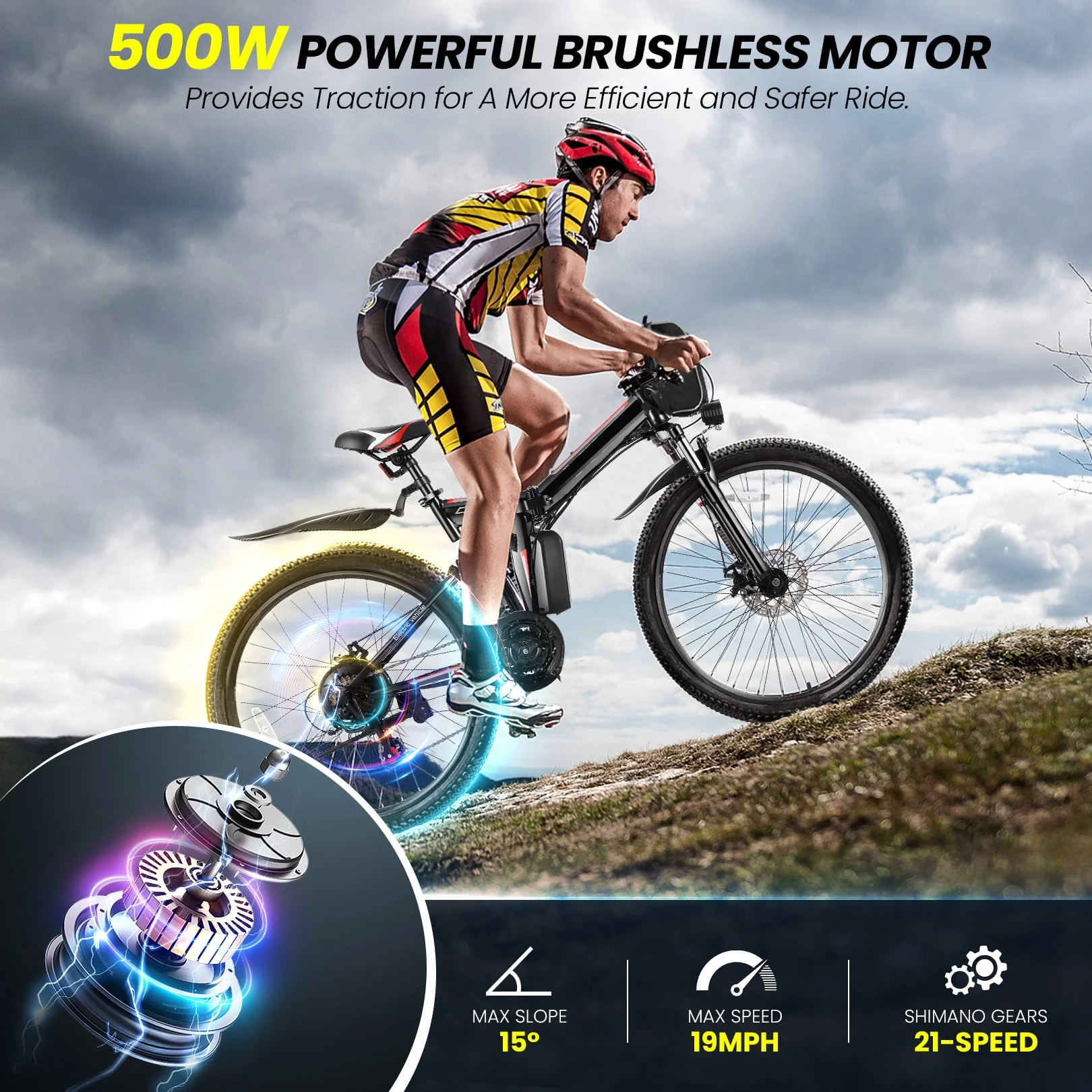 Gocio Adult Electric Bicycles Foldable Ebike, 500W 26