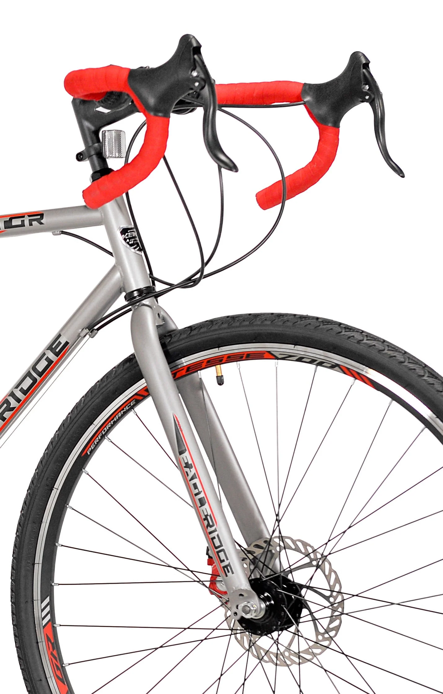 Kent Bicycles 700c Eagle Ridge Adventure Gravel Men's Large Bike, Silver, Red