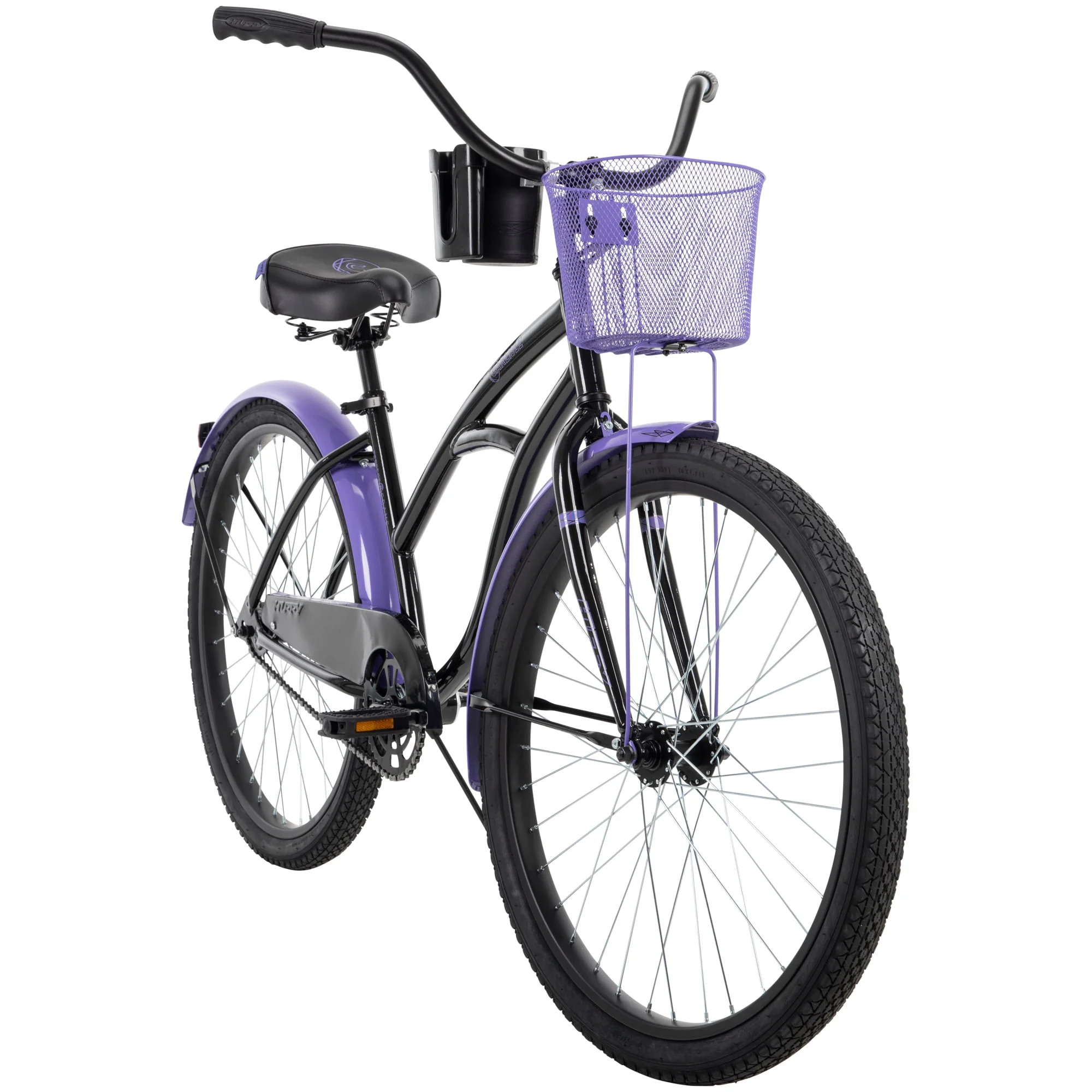 Carlisle 26-In. Cruiser Bicycle for Women, Black and Purple