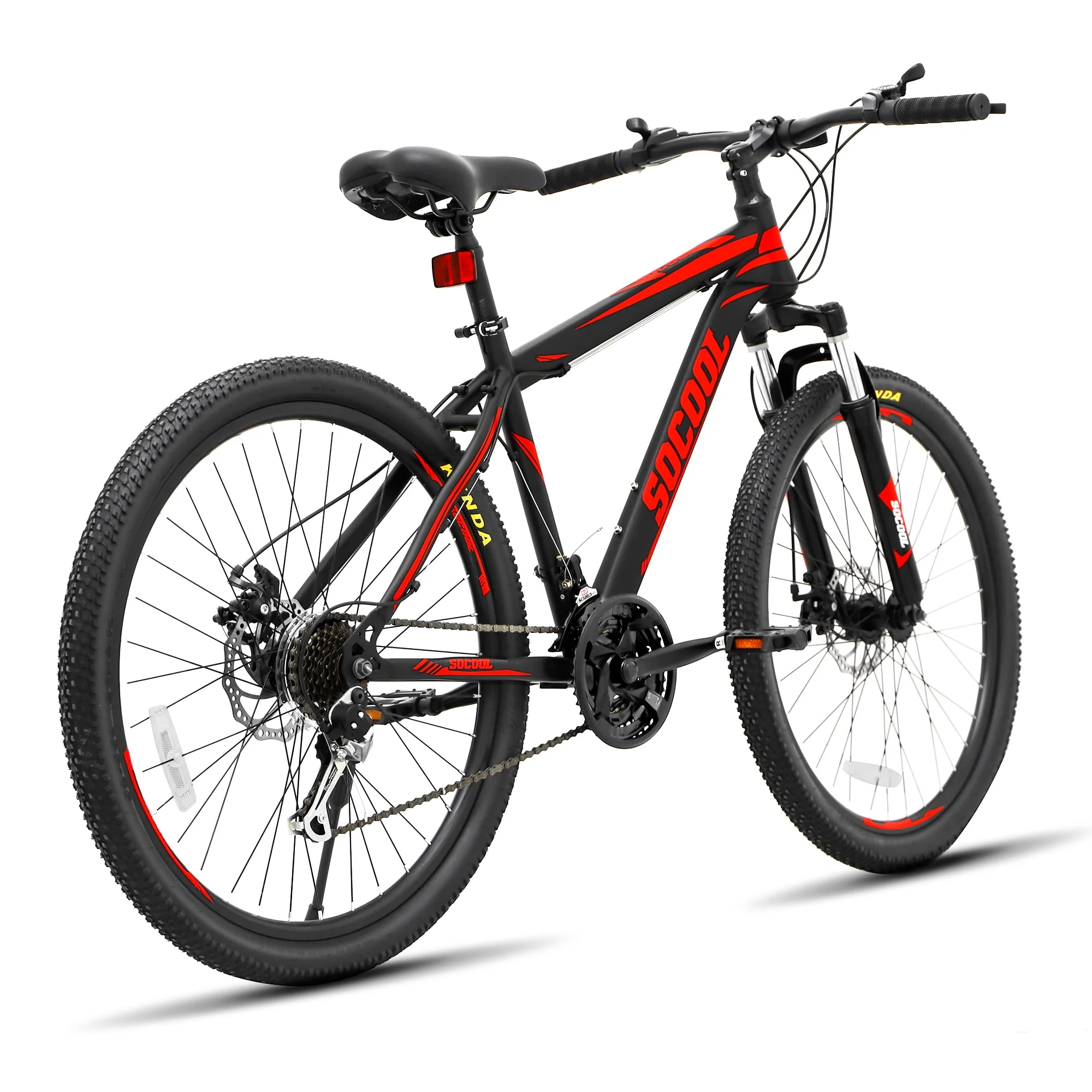 Mountain Bike, Mountain 26 Inch 21-Speed Bicycle - Mens/Womens Hybrid Junior Road Bike (Black/Red)