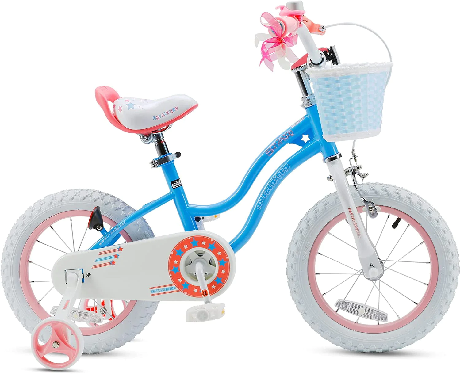 Royalbaby Girls Kids Bike Star Girl 12 In Bicycle Basket Training Wheels Blue Child's Cycle