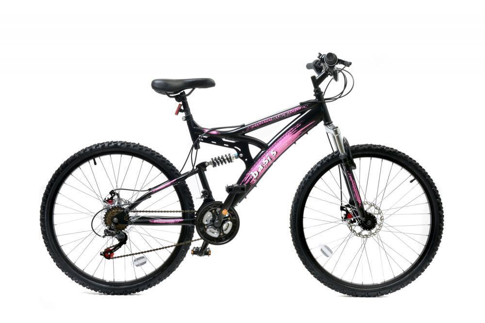 Basis 1 Mountain Bike Full Dual Suspension MTB 26" Wheel Disc Brakes 18 Spd Pink