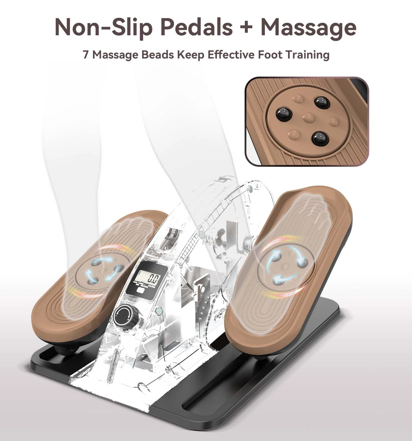 Pooboo Under Desk Elliptical Machine Pre-Assembled Elliptical Exercise Bike Indoor Silent Elliptical Machine with Adjustable Resistance Mini Portable Pedal Exerciser