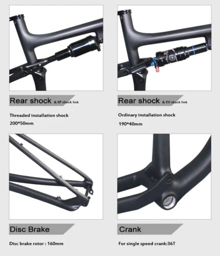 AIRWOLF FULL Suspension Carbon Mountain Bike Frame 29ER MTB Fiber 148*12mm