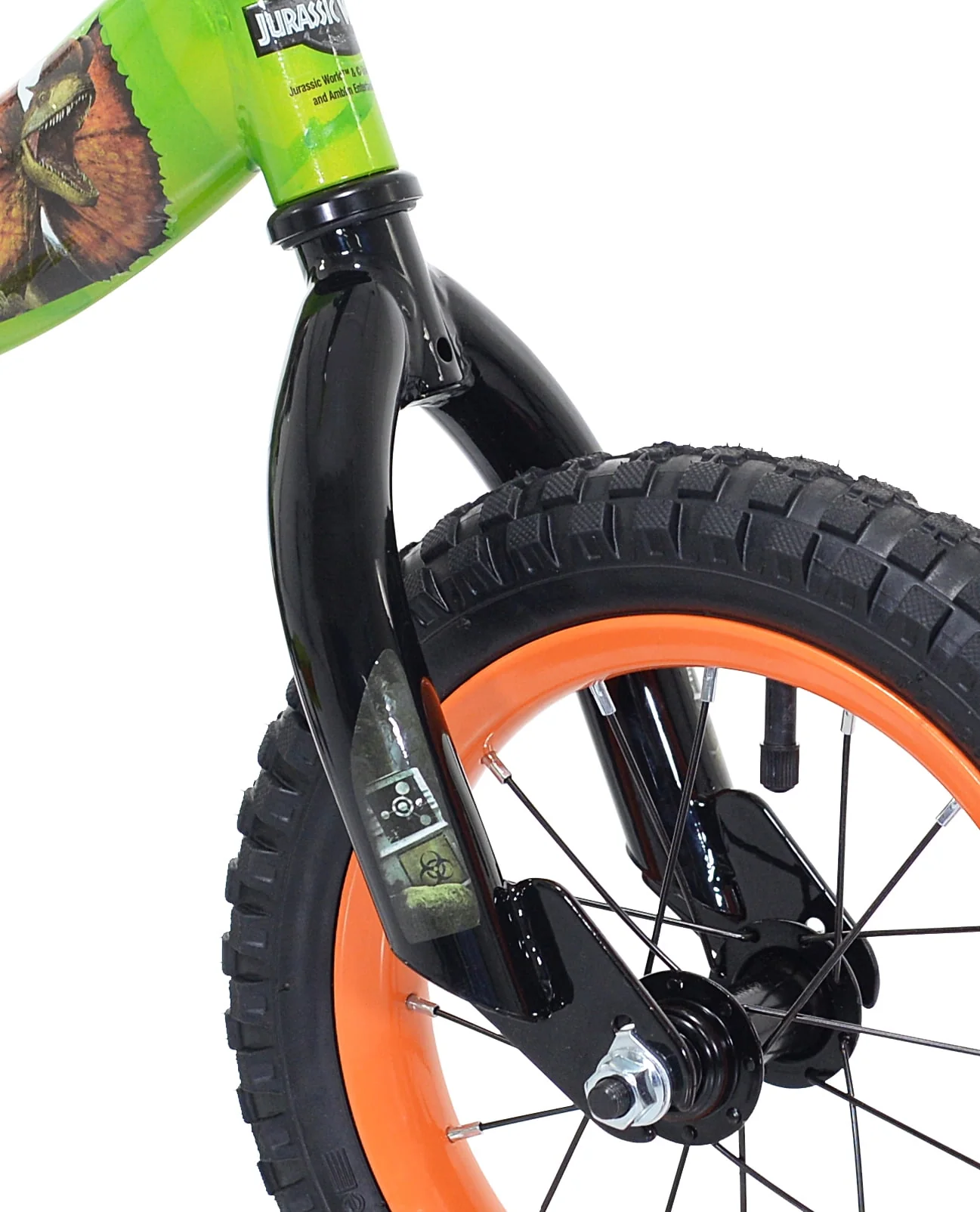 World? 12-inch Raptor Boy's Bicycle with Training Wheel, Green and Orange