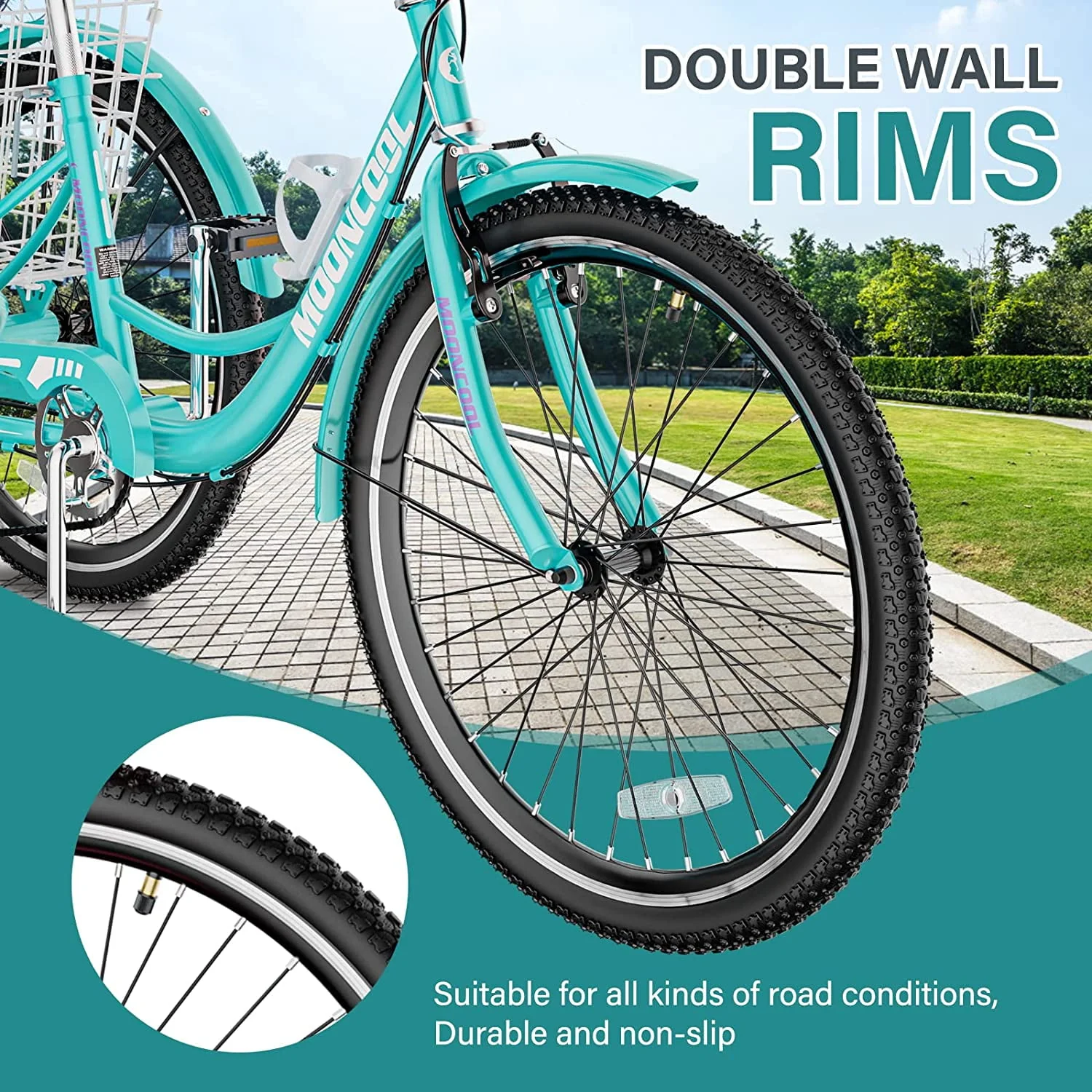 Adult Tricycle 20/24/26 inch 7 Speed, Three Wheel Bicycle for Adult, Trike Cruiser W/ Tools & Big Basket for Exercise Shopping Picnic Outdoor Activities