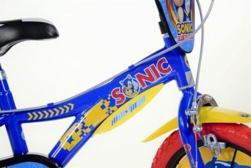 Dino Sonic Kids Bike 14" Wheel Cycling Bicycle Single Speed - Blue Yellow