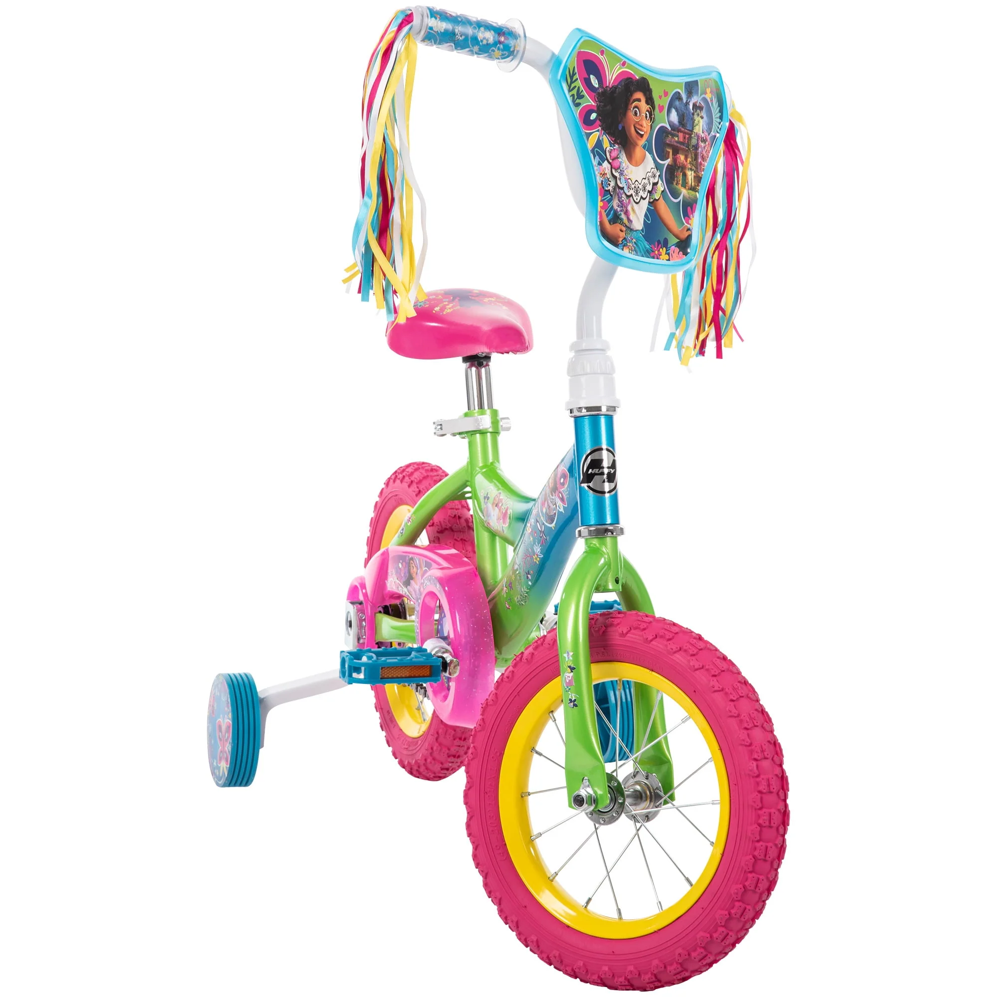 Encanto 12-inch Bike for Girls, Pink/Green/Blue, by Huffy