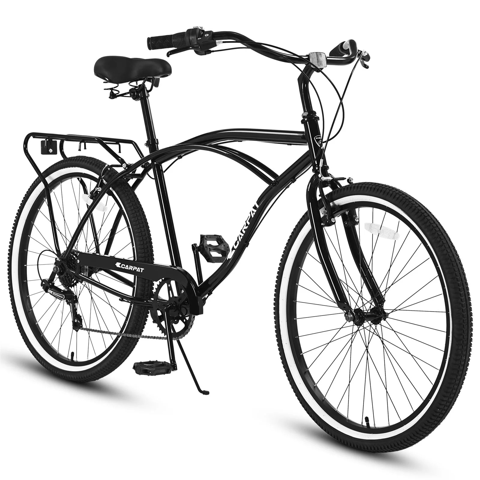 Adult Beach Cruiser Bike, 7 Speed Bicycles 26