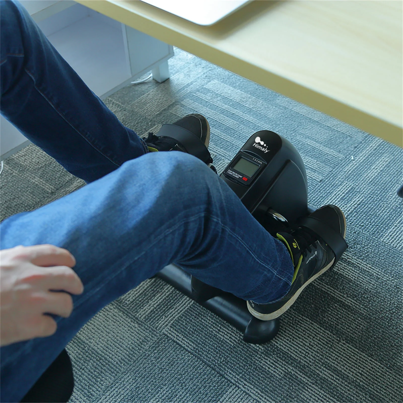 Himaly Mini Exercise Bike, Under Desk Bike Pedal Exerciser with LCD Screen Displays, 240 lbs Black Exercise Peddler