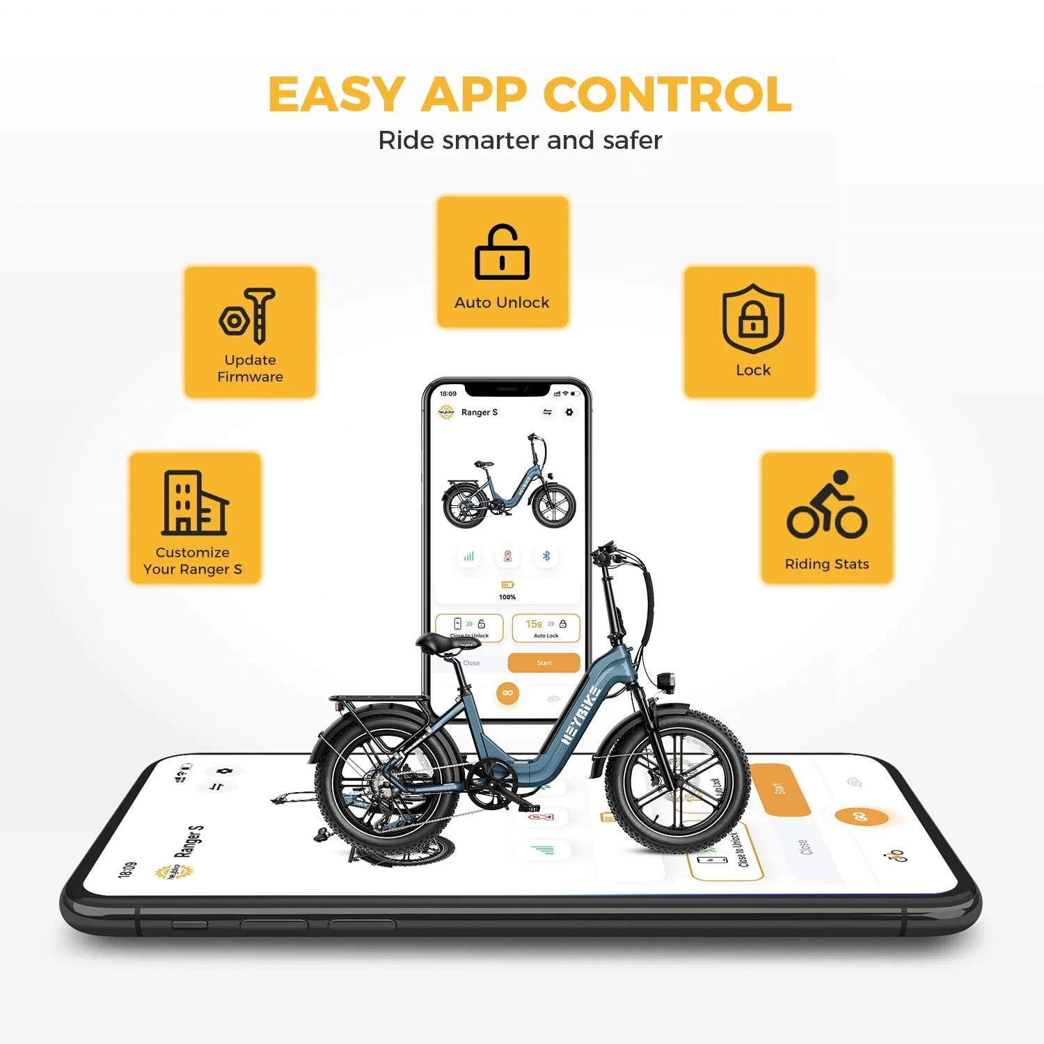 Heybike Ranger S Electric Bike for Adults, Foldable Ebike with 48V 14.4AH Removable Battery, 20