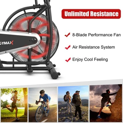 Costway Unlimited Resistance Airdyne Bike Fan Exercise Bike with Clear LCD Display