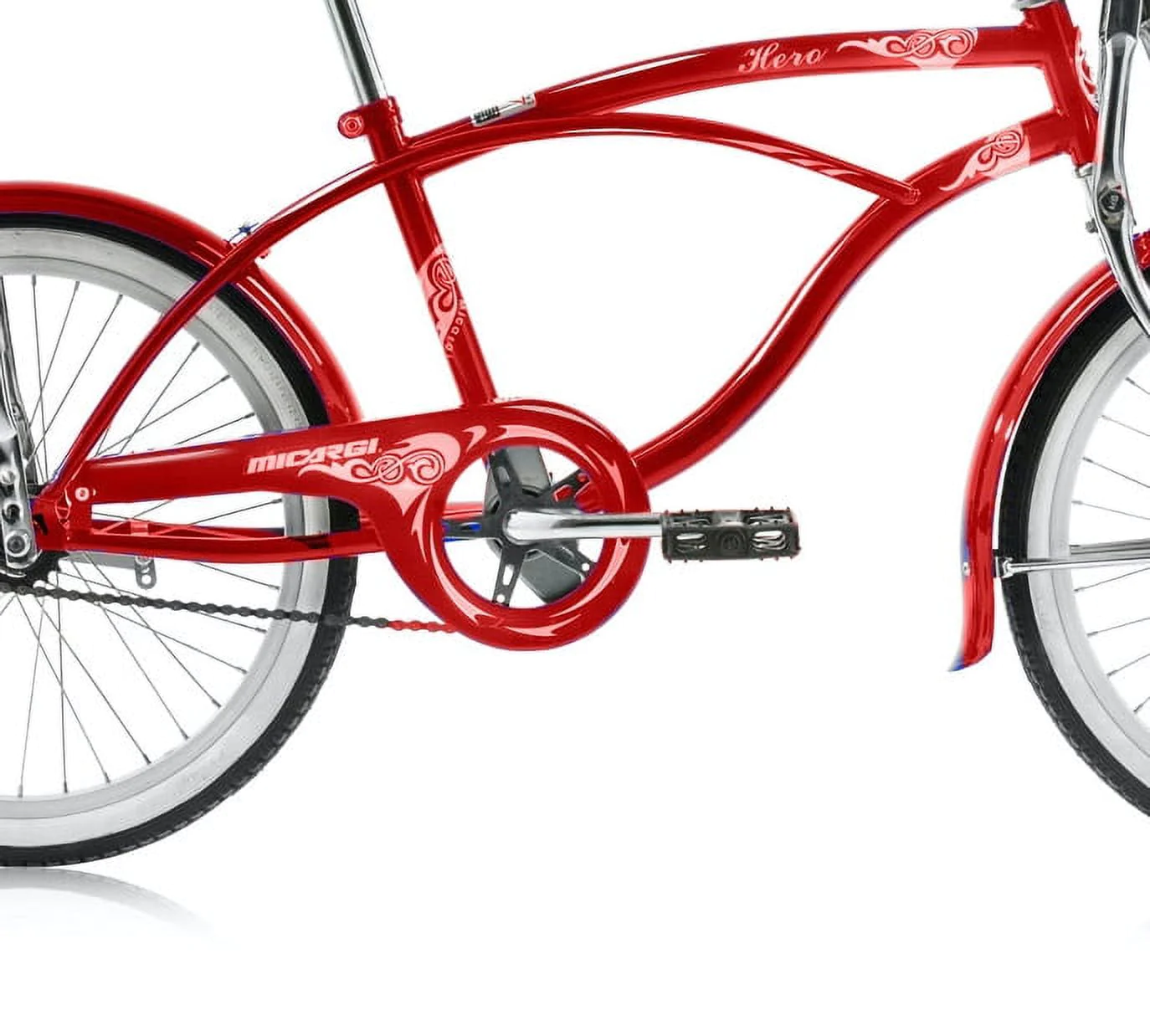 Wonder Wheels 20 In. Beach Cruiser Lowrider Coaster Brake Single Speed Bicycle, Bike With Banana Seat Stainless Steel Spokes One Piece Crank Alloy Rims 36 H - Red
