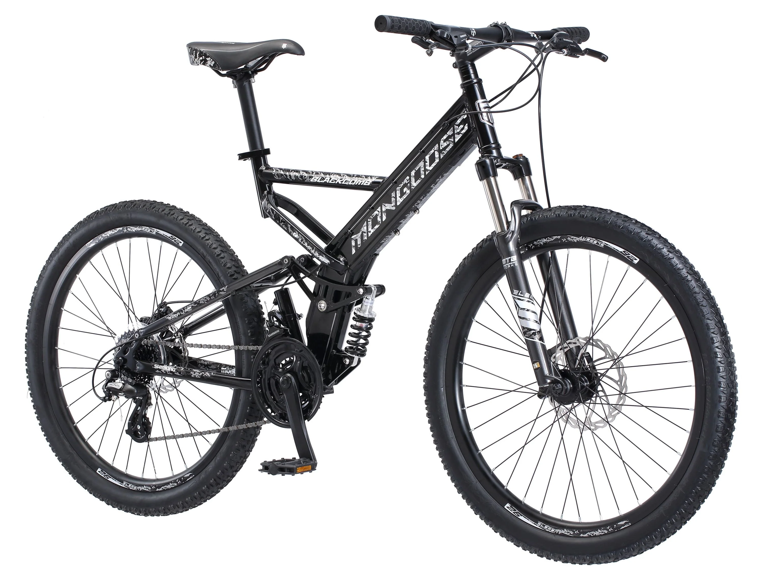 Mongoose Blackcomb Mountain Bike, 26-inch wheels, 24 speeds, Black, Men's