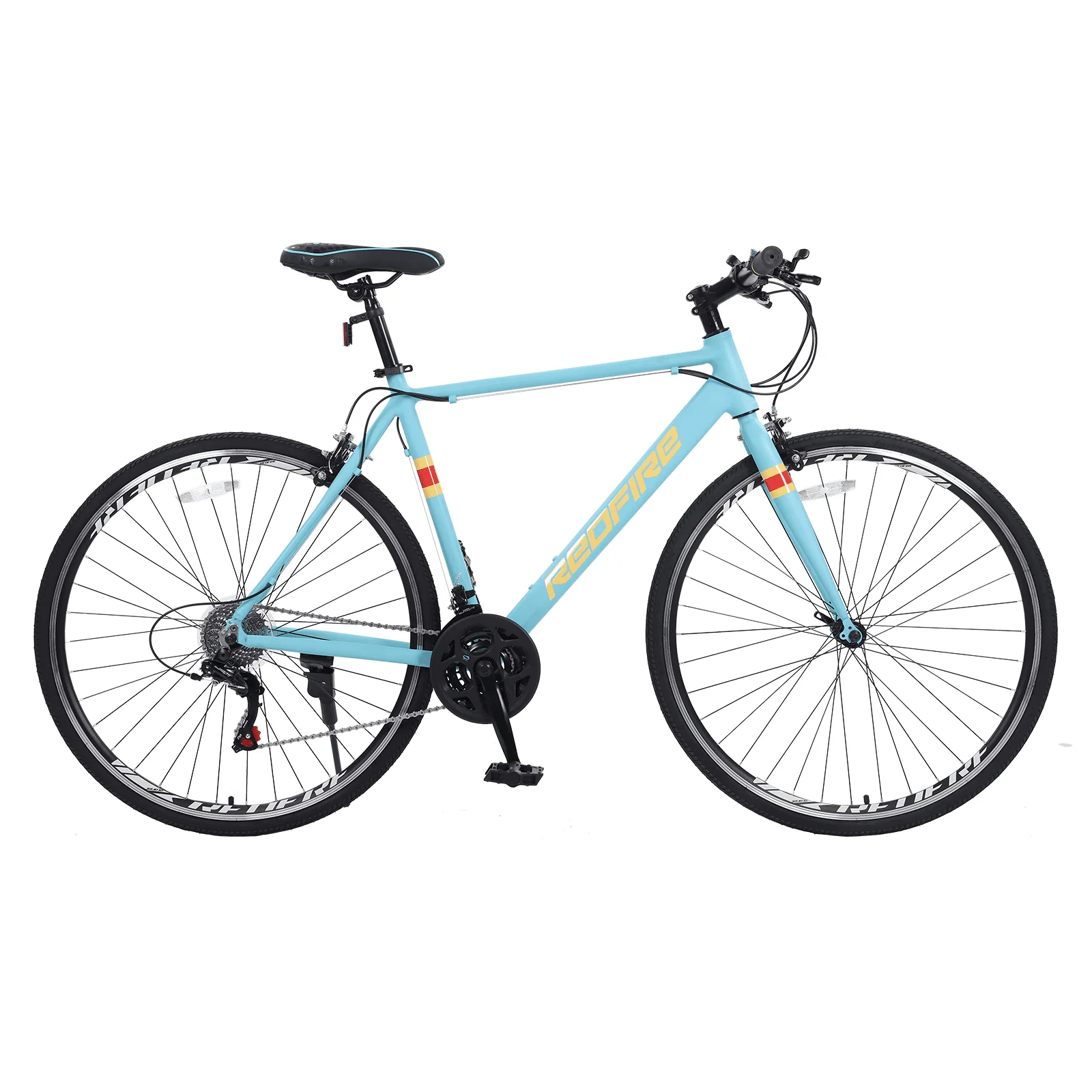 Redfire Hybrid Road Bike, 21 Speed Shimano Shifters,700C Wheels 21 Inch Aluminum Frame,City Commuter Road Bicycle for Adult Men&Women(Mint Green)