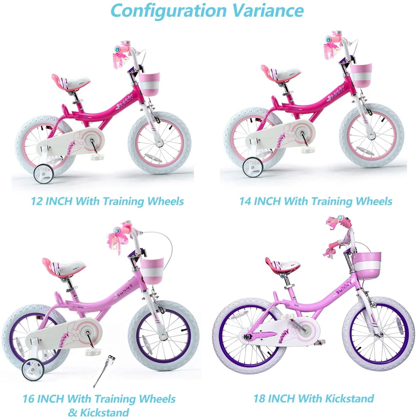 RoyalBaby Bunny Girl's Bike Fushcia 18 inch Kid's bicycle