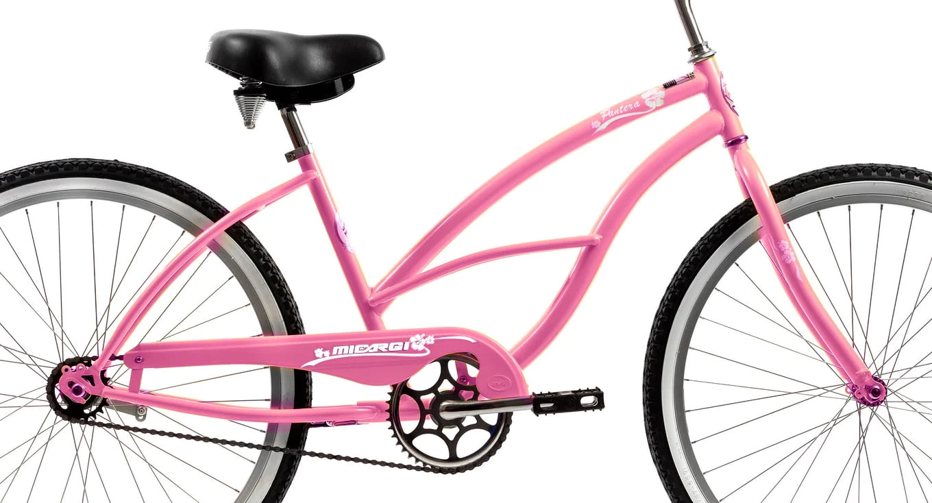 Wonder Wheels 26 In. Beach Cruiser Coaster Brake Single Speed Bicycle, Bike, Stainless Steel Spokes One Piece Crank Alloy Rims 36 H - Pink