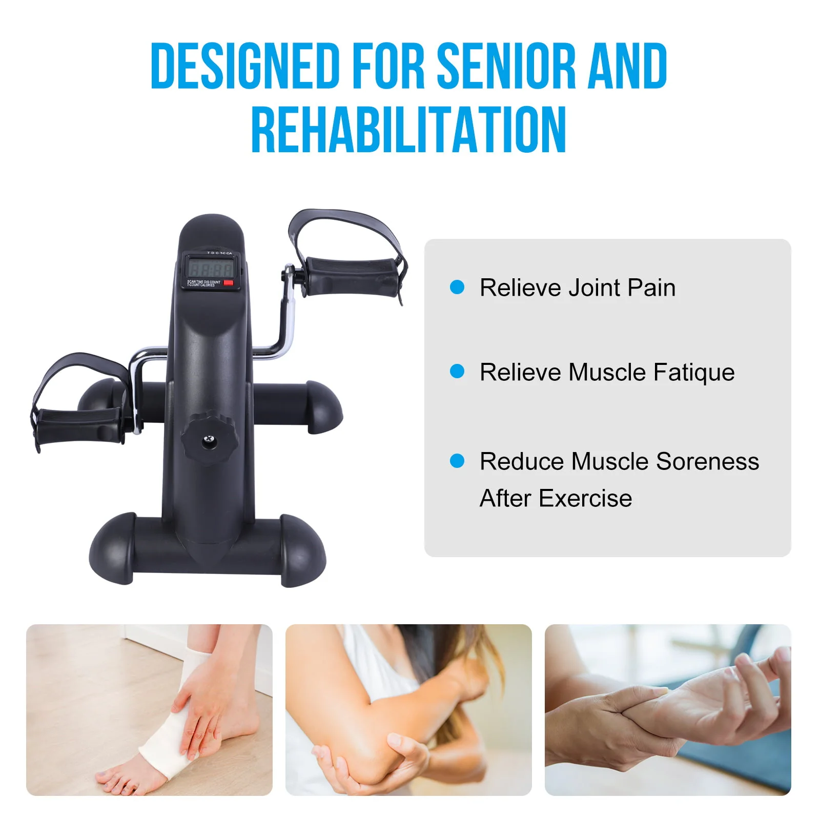 Mini Multi-Functional Stepper, Exercise Bike, Under Desk Pedal Exerciser, Mini Cycle Exercise Bike with Digital LCD Screen for Leg Arm and Knee in Home Office