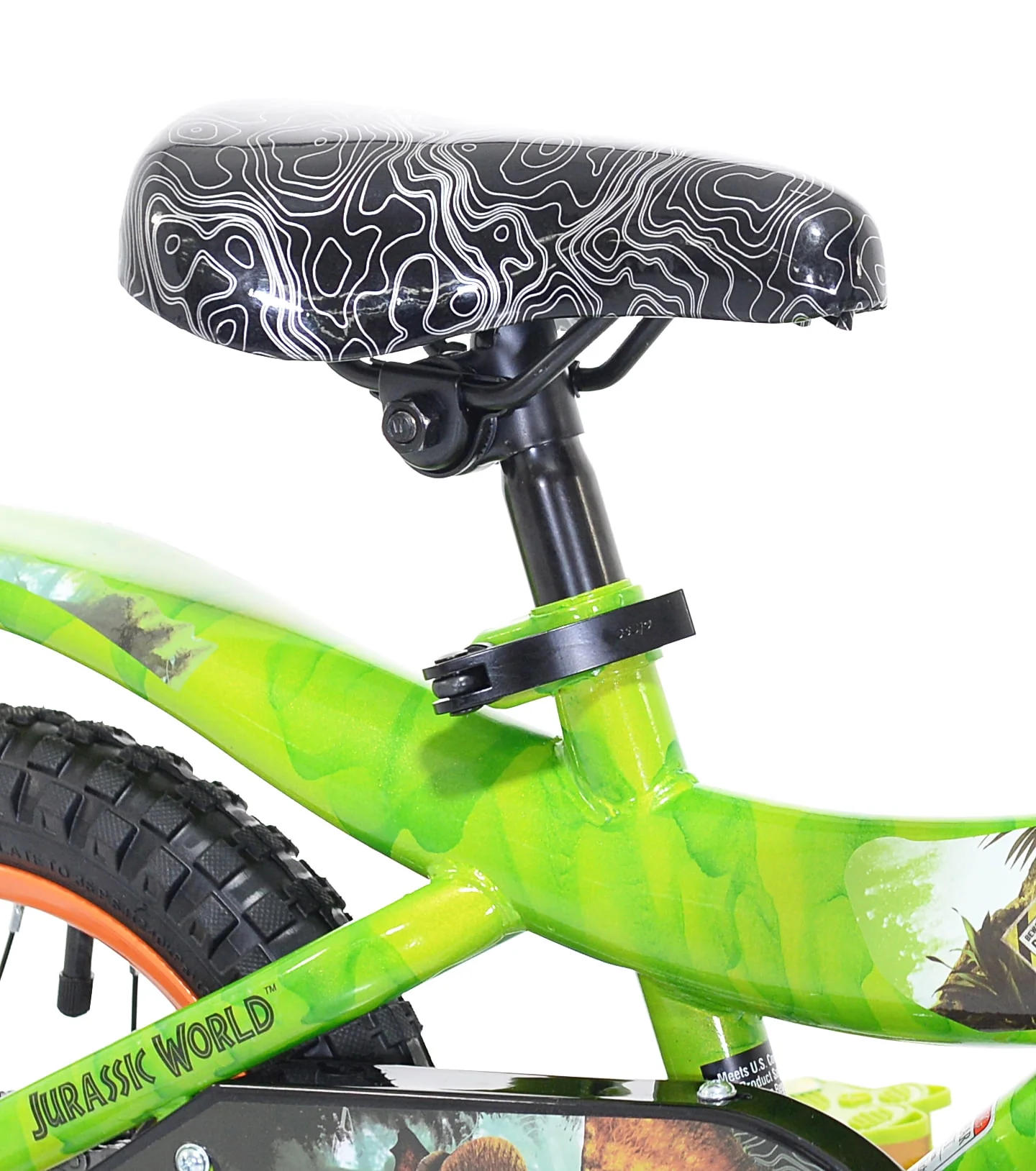 World? 12-inch Raptor Boy's Bicycle with Training Wheel, Green and Orange