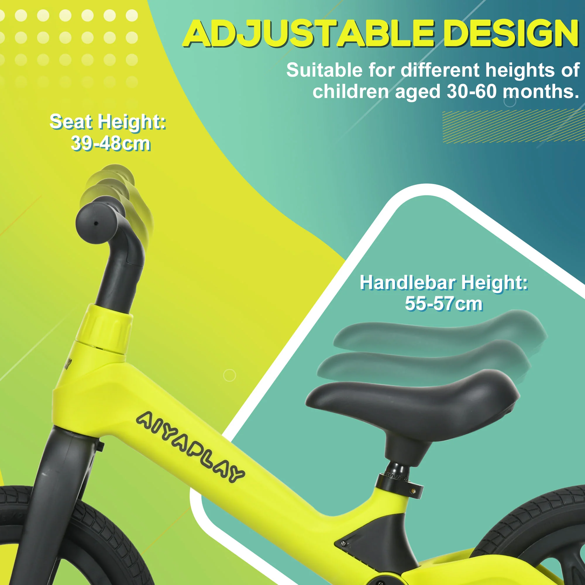 Baby Balance Bike, Training Bike w/ Adjustable Seat and Handlebar