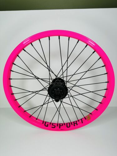 Profile Bmx Elite Hubs Set Z Coaster Black Laced To Pink G Sport Rims Rare