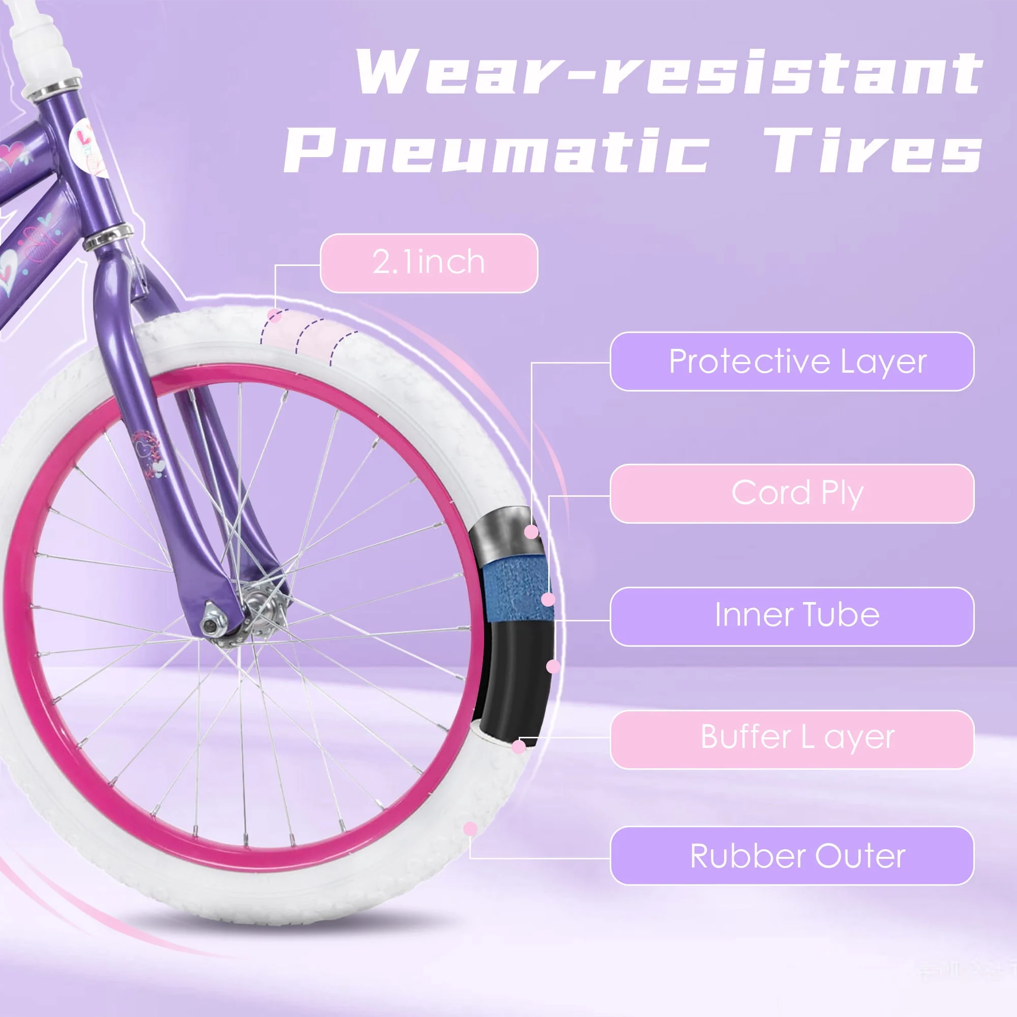 Inolait Kids Bike, 18 Inch Toddlers Bike with Removable Training Wheels, Adjustable Seat and Handlebar, Children's Bicycle for Girls Age 3-8 Years Old