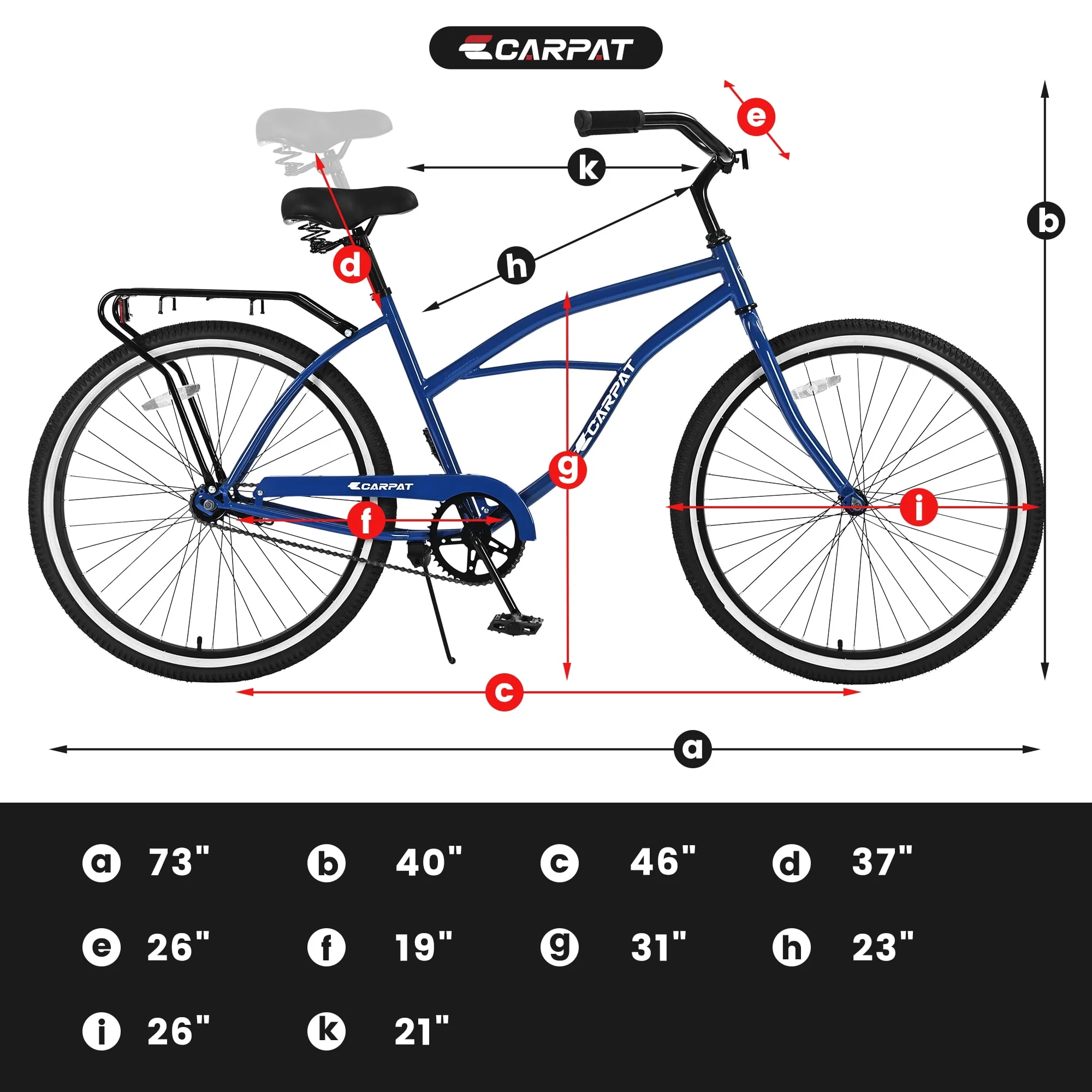 26 Inch Women's Bike Single Speed Comfortable City Bike Steel Frame Commuter Bike for Ladies Girls Adults, Blue